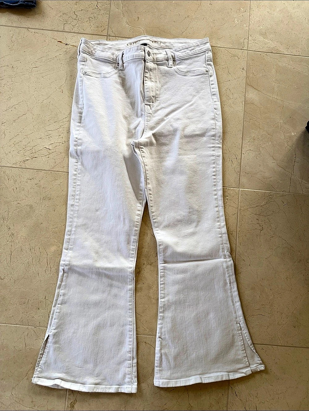 American Eagle Stretch Women's Flare Jeans White Waist 16